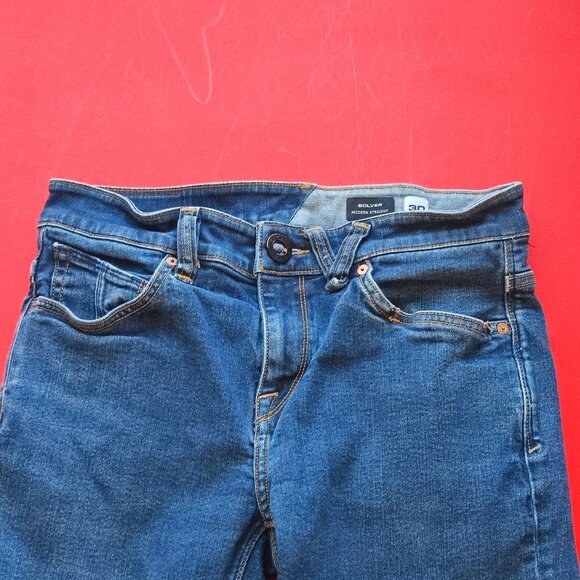 Volcom Solver modern straight jeans darker blue men's size 30x27 - Picture 2 of 9